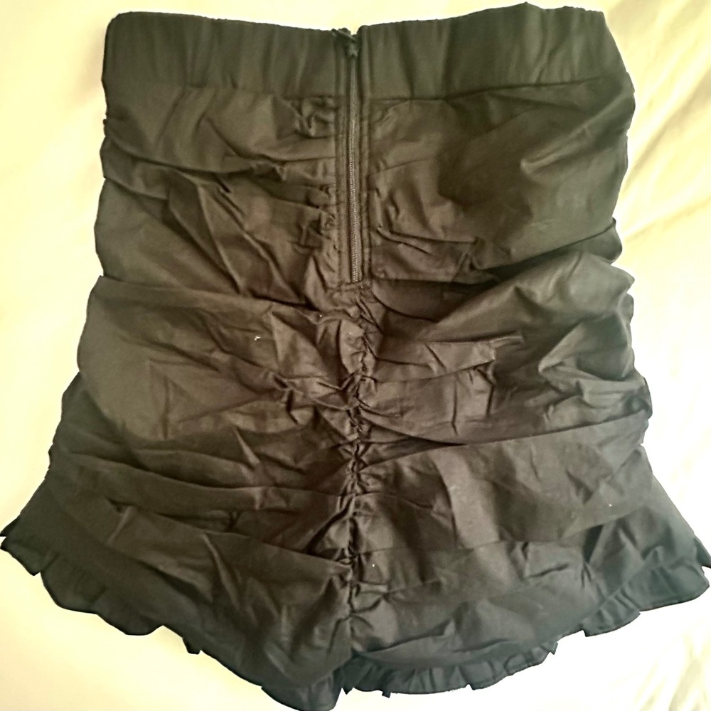 Privy Black Ruched Ruffle Hem High Waisted Shorts PS8544N-B S Coquette
Bloomer